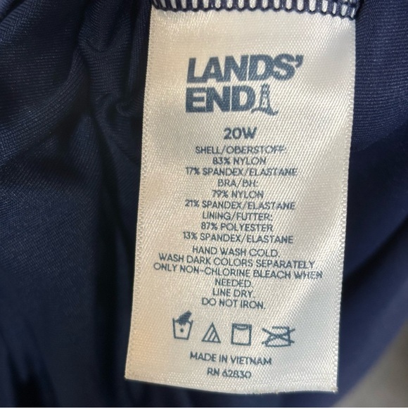 Lands' End Bandeau Tankini Swim Top Removable/Adjustable Straps-Navy-Women 20W - Picture 5 of 8